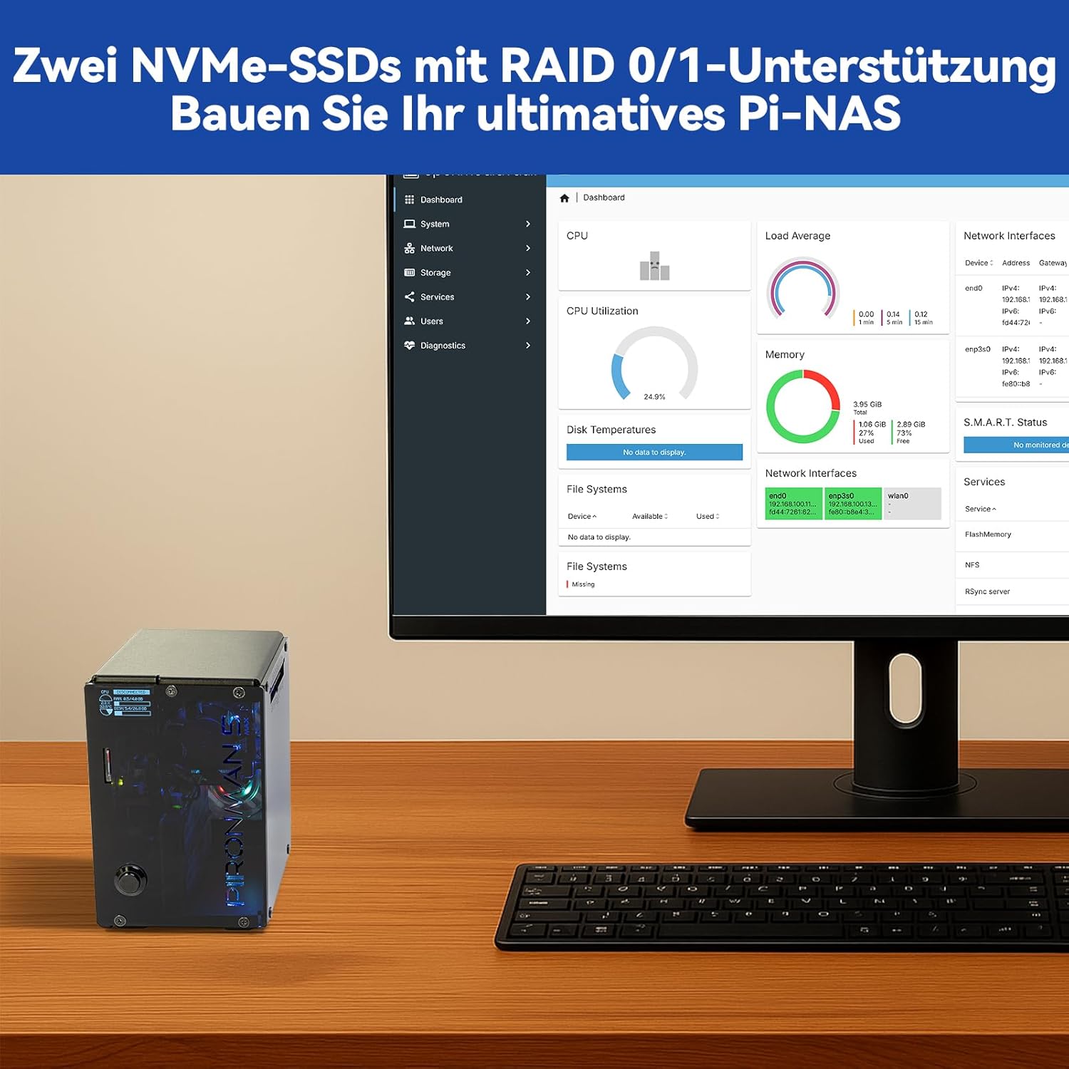 Thumbnail 6 de Pironman 5-MAX Gehäuse für Raspberry Pi 5 mit Dual-NVMe, NAS RAID 0/1, Hailo-8L AI & OLED