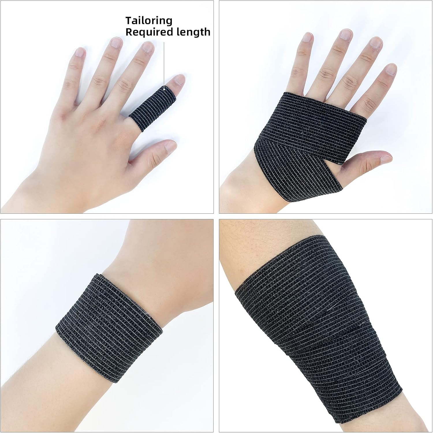 Detalle de CARBOU 03303502 Self-Adhesive Bandage Wrap, 2 in x 5 yd, 24-Pack, Black