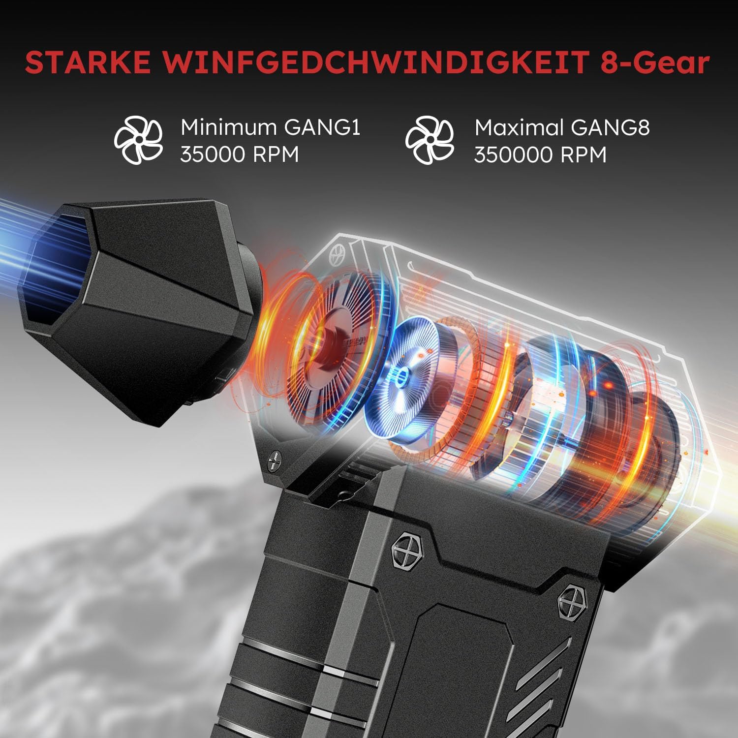 Detalle 2 de Anruzon Electric Air Duster 350000 RPM, 12000 mAh Luftbläser