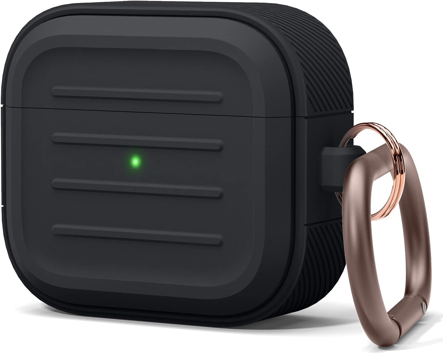 Detalle de elago Coque armée avec porte-clés pour AirPods 3 – recharge sans fil, protection anti-chocs (noir)