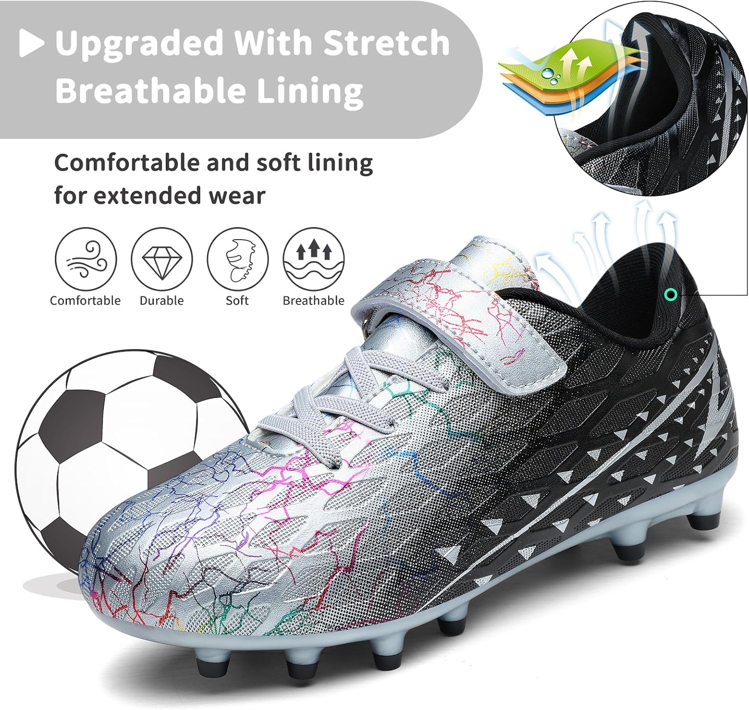 Detalle de Boys Football Boots Shoes for Kids and Teens – FG/AG Soccer Boots