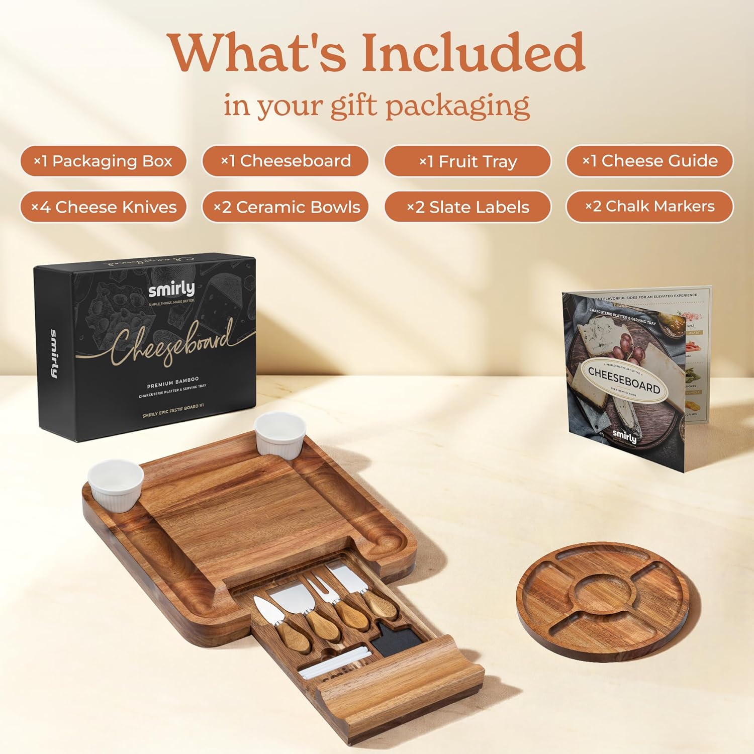 Detalle 2 de SMIRLY Large Acacia Charcuterie Board Set 🧀