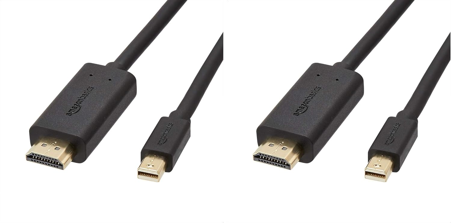Detalle de Amazon Basics Mini-DisplayPort-auf-HDMI-Kabel (vergoldete Anschlüsse), 1,8 m – für MacBook Air/Pro (2010–2017)