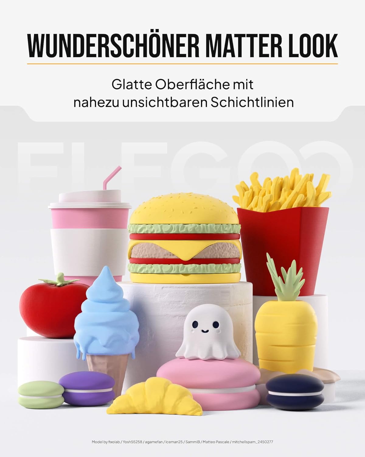 Thumbnail 1 de ELEGOO Matte PLA Filament 1,75 mm Schiefergrau (1 kg) – mattes 3D-Druckmaterial mit gleichmäßigem Durchmesser