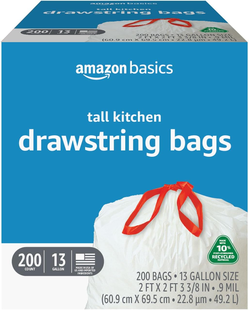Thumbnail 6 de Amazon Basics 13 Gallon Tall Kitchen Drawstring Trash Bags, Unscented, 45 Count