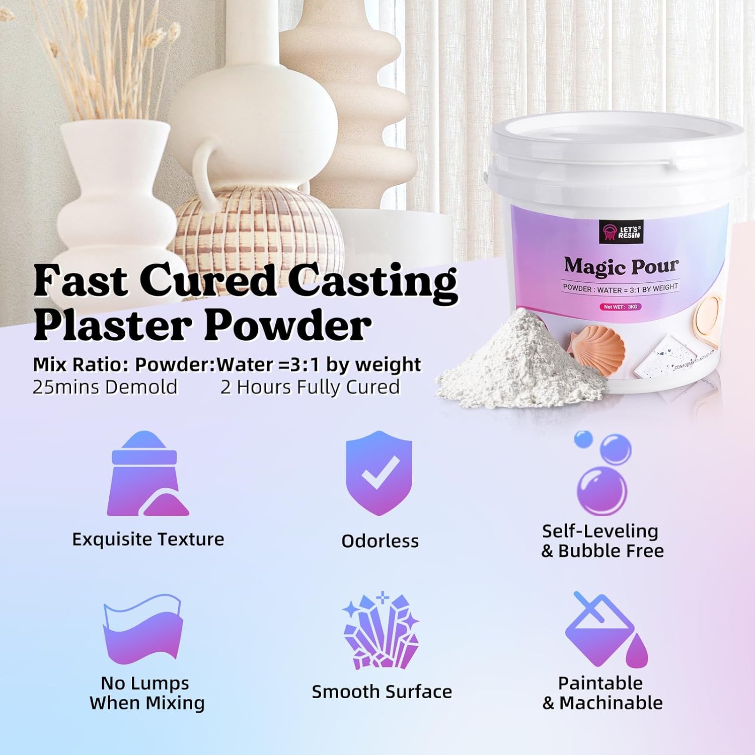 Thumbnail 1 de LET’S RESIN Resin Casting Powders 3000g fast-cured plaster casting powder kit