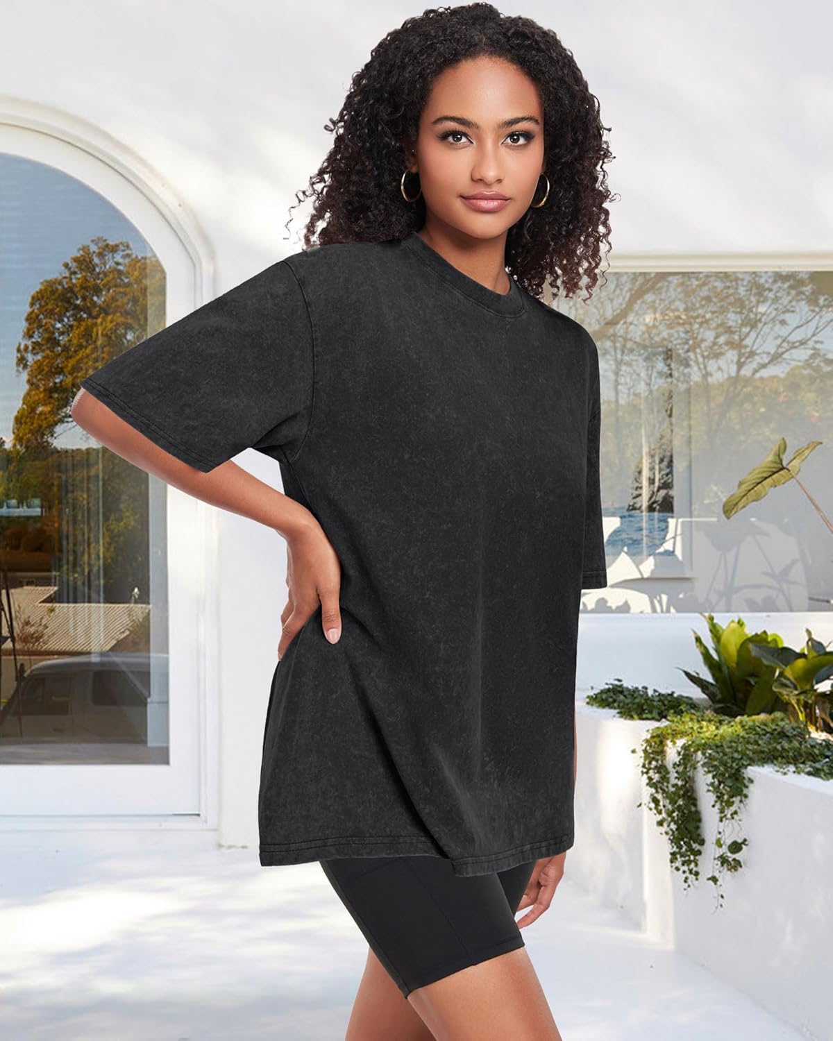 Thumbnail 3 de ADOREJOY Oversized T-Shirts for Women: Short Sleeve Crew Neck Vintage Washed Basic Loose Casual Tees (2026)