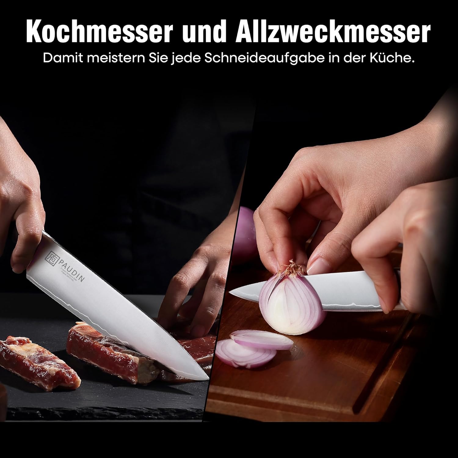 Thumbnail 6 de PAUDIN Messerset 2-teilig: Kochmesser 20 cm & Allzweckmesser 12,7 cm aus 10Cr15CoMoV (62 HRC) mit Holzgriff