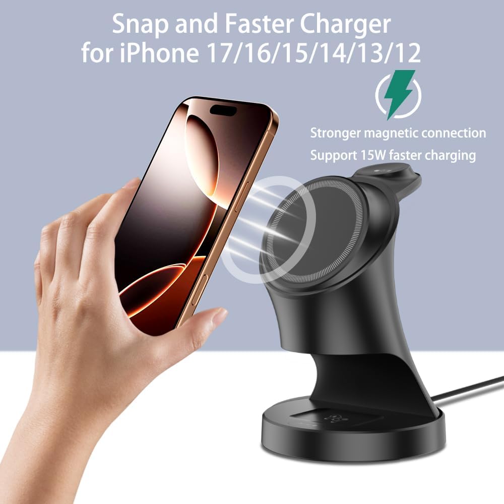 Thumbnail 1 de 3-in-1 Magnetic Wireless Charger Stand for iPhone Series