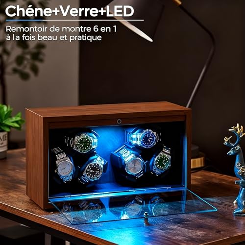 Detalle 2 de ANWBROAD Remontoir de montre 6 montres Spinner – précision silencieuse et bois noble
