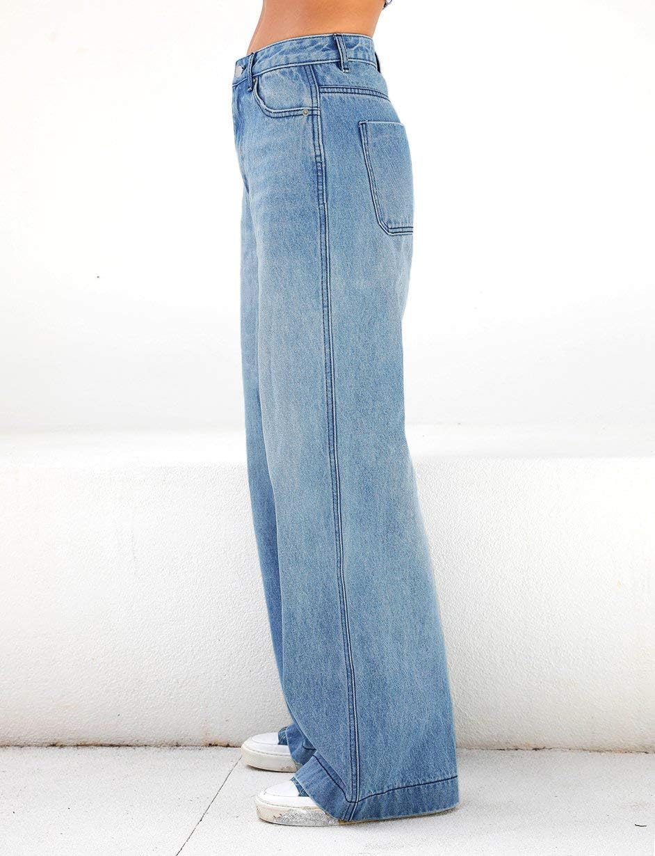 Thumbnail 1 de EMMIOL Women’s 2026 Wide-Leg Distressed Mid-Waist Jeans (Vintage Y2K Baggy Denim)