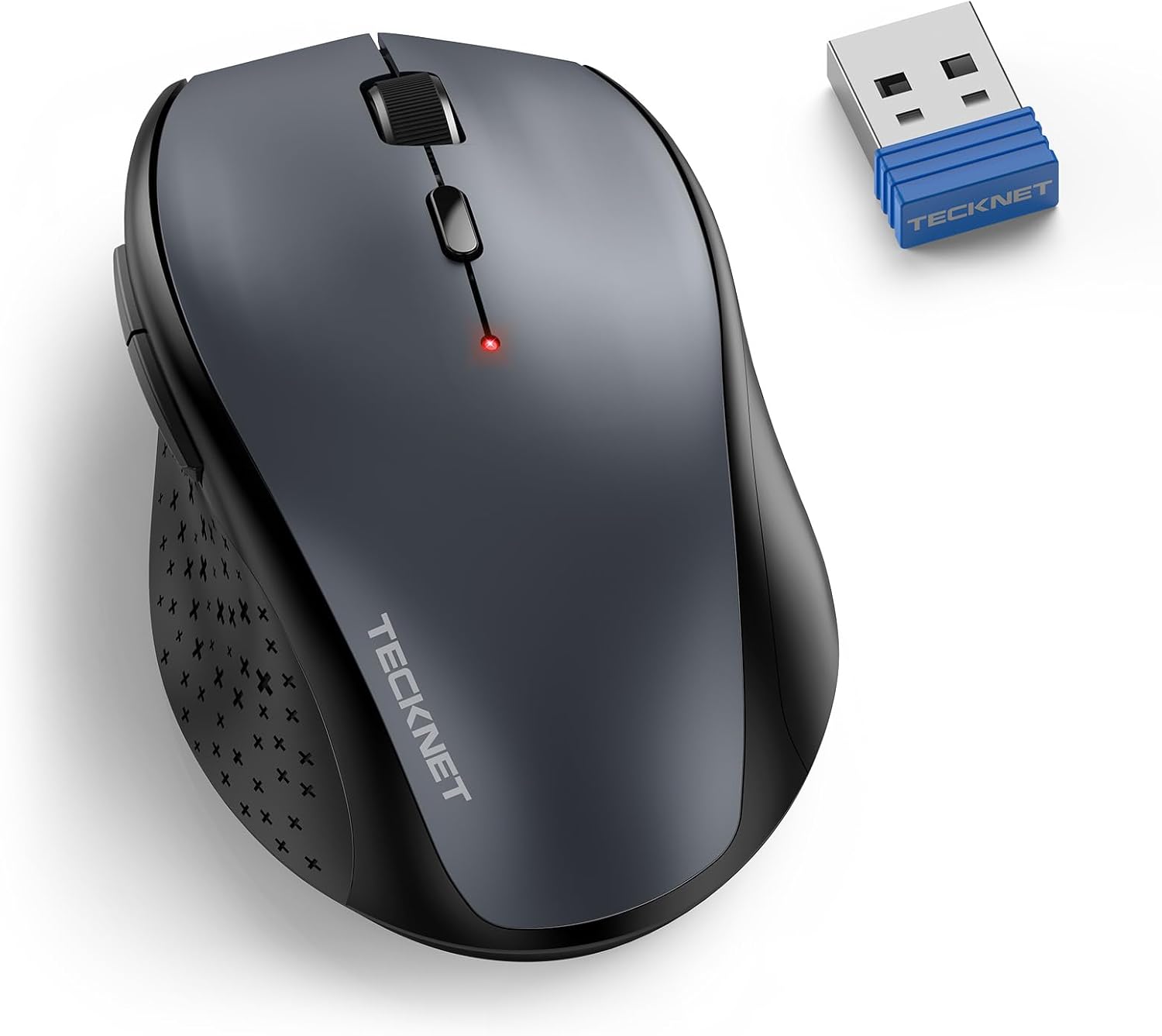 Detalle de TECKNET kabellose Maus (2,4G, 4800 DPI) mit Nano-USB-Empfänger und 6 Tasten