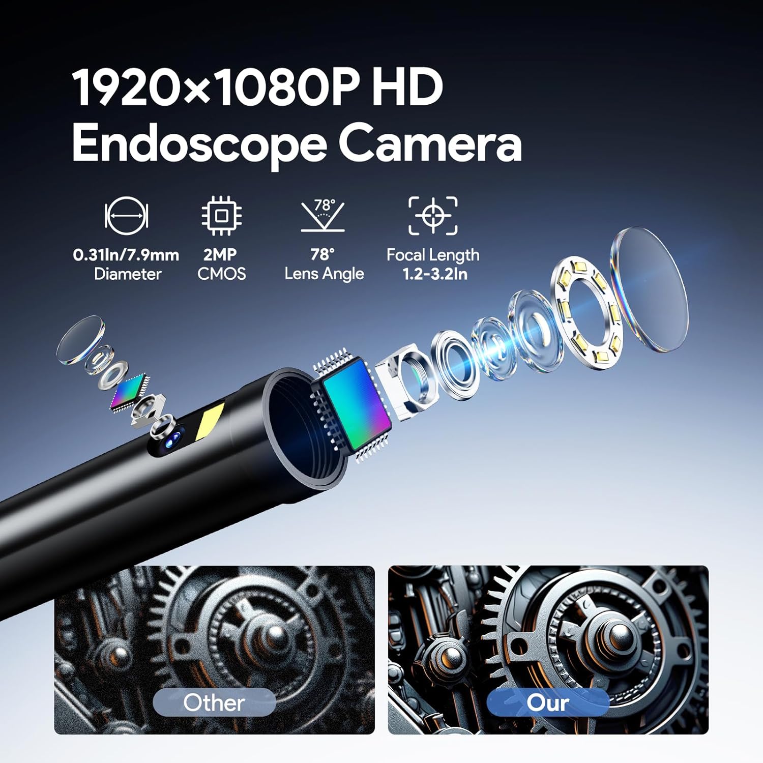 Thumbnail 2 de DEPSTECH Dual Lens Endoscope 1080P 4.3"