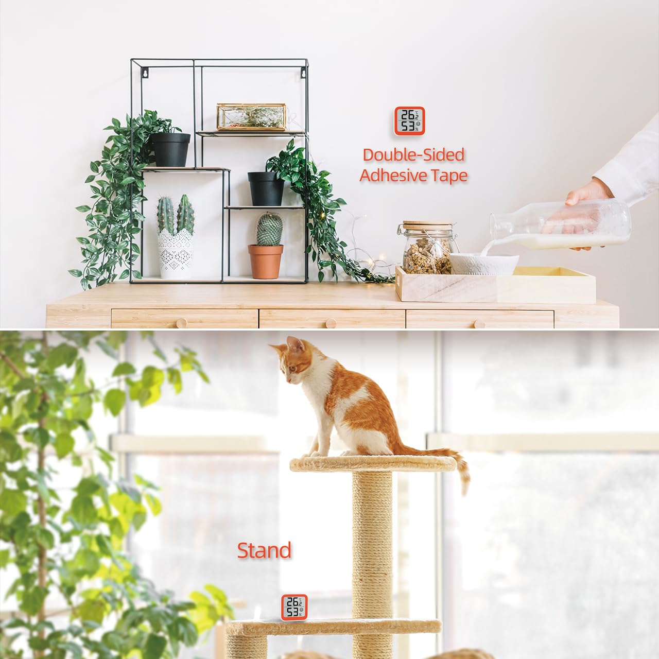 Thumbnail 5 de NOKLEAD Thermometer Luftfeuchtigkeitsmesser mit Komfort-Gesichtssymbol (Orange, 4,5 cm) für Babyzimmer & Büro