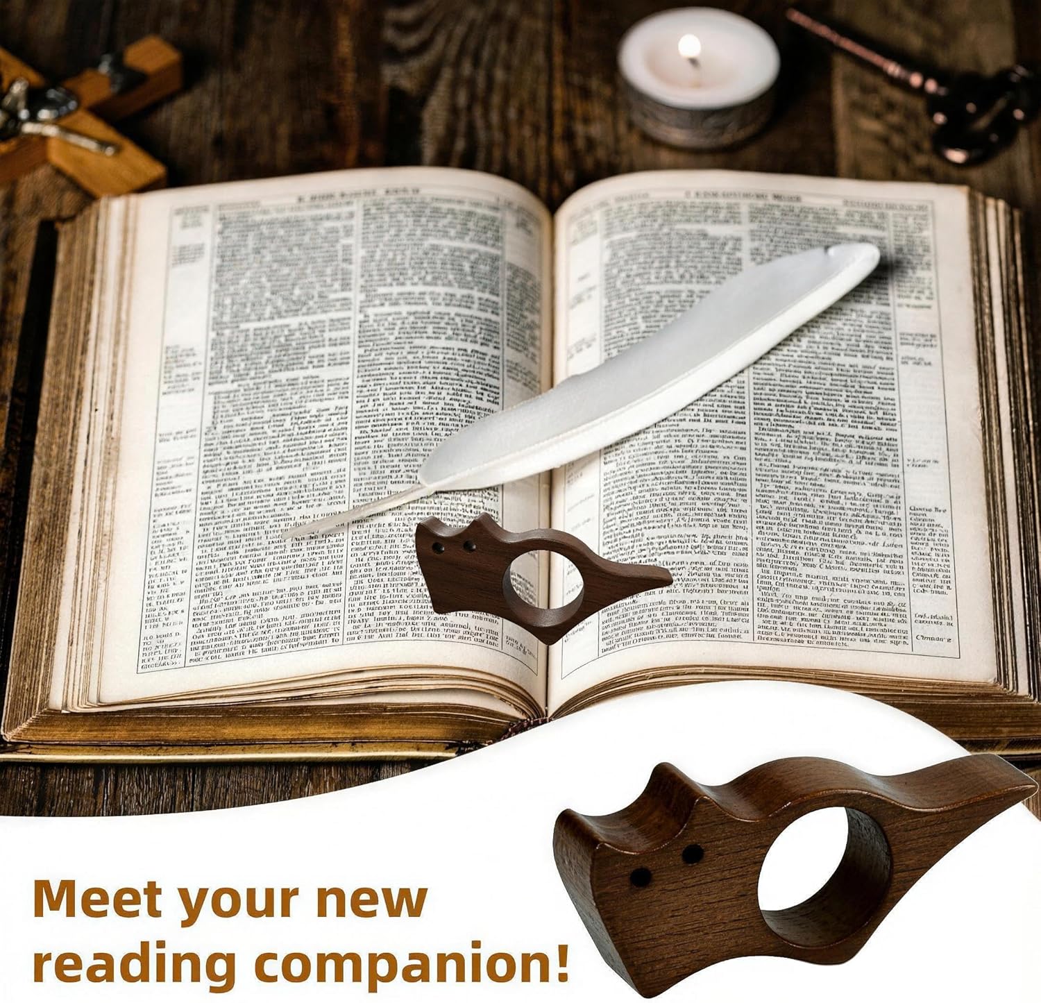 Detalle 2 de Book Page Holder, Wood Thumb Page Holder for Reading