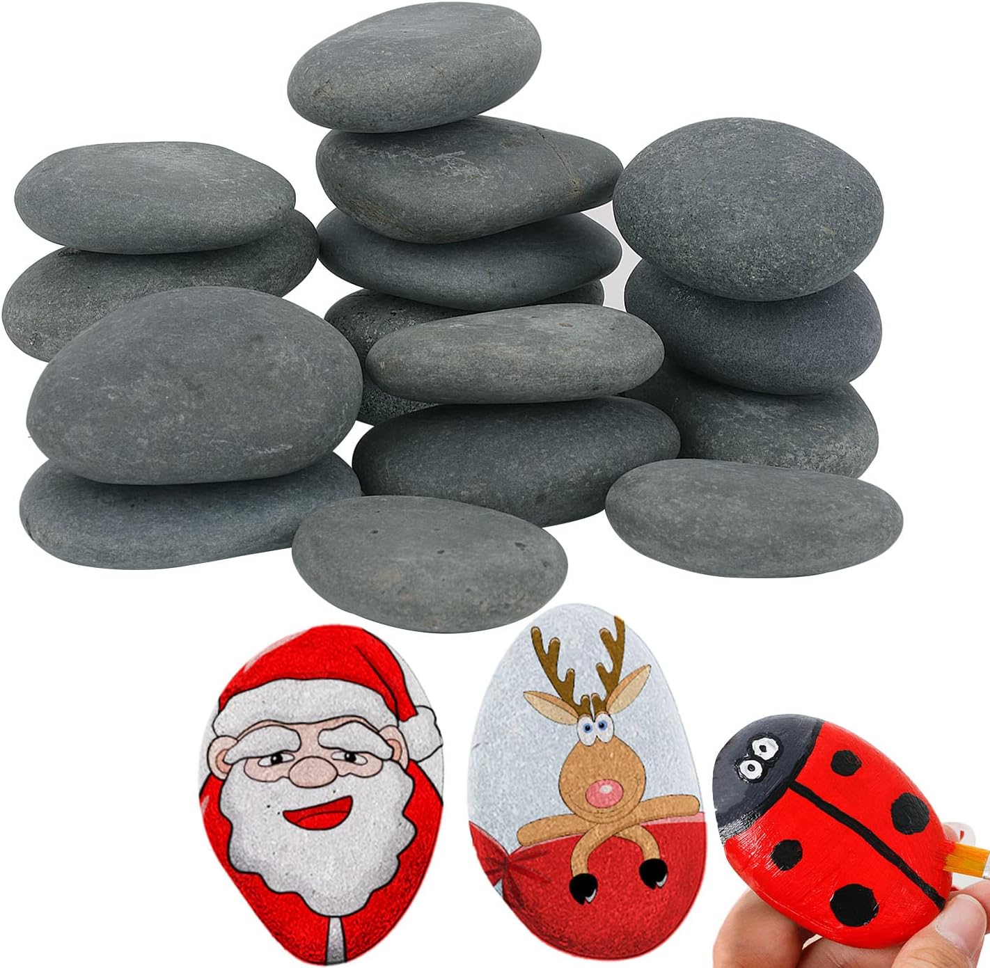Detalle de Hisredsun Painting Rock 48 pcs natural pebbles 🪨