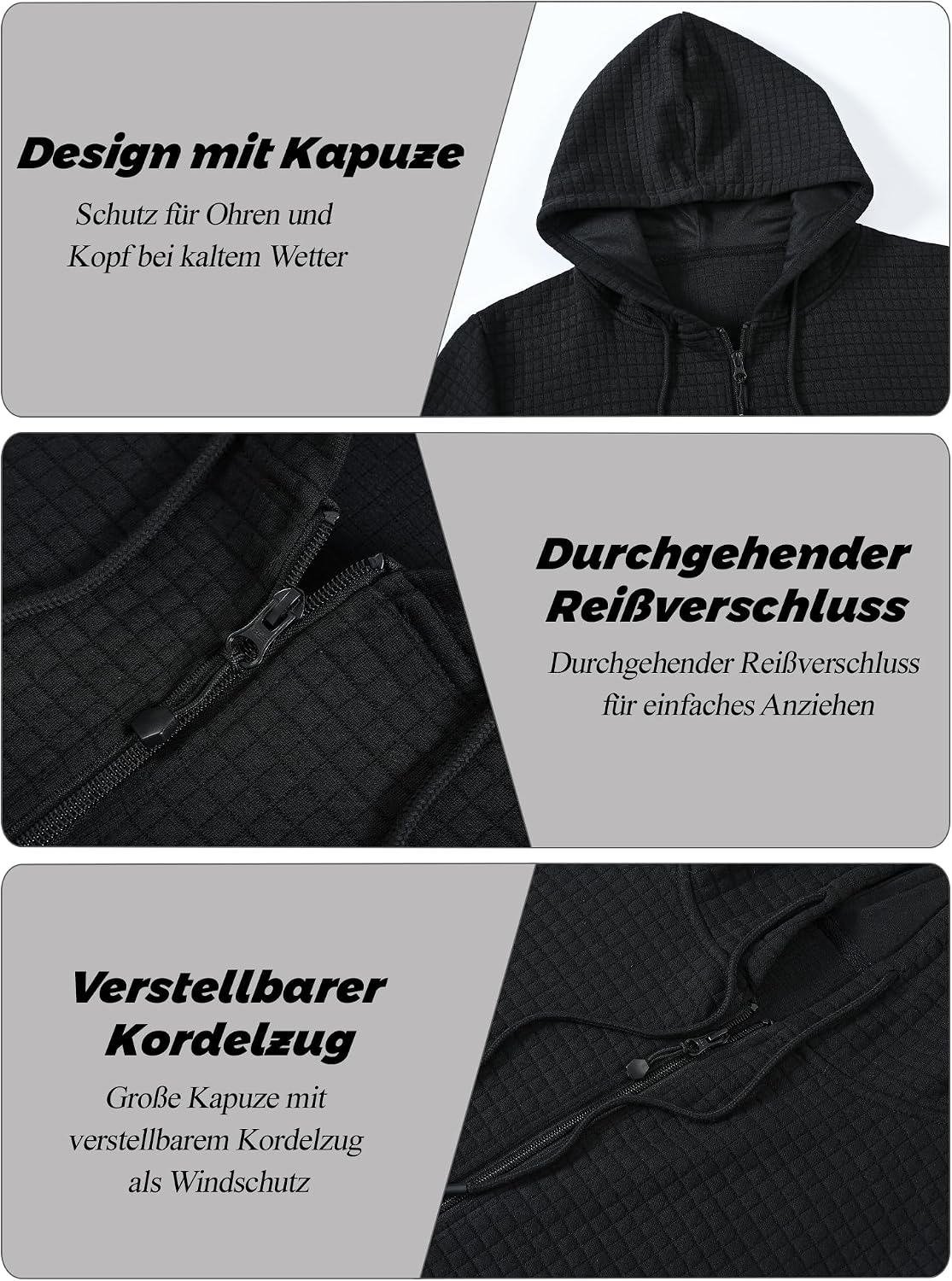Thumbnail 5 de Tyhengta Herren Kapuzenpullover mit Reißverschluss und Taschen – Sportliche Jacke aus 96% Polyester