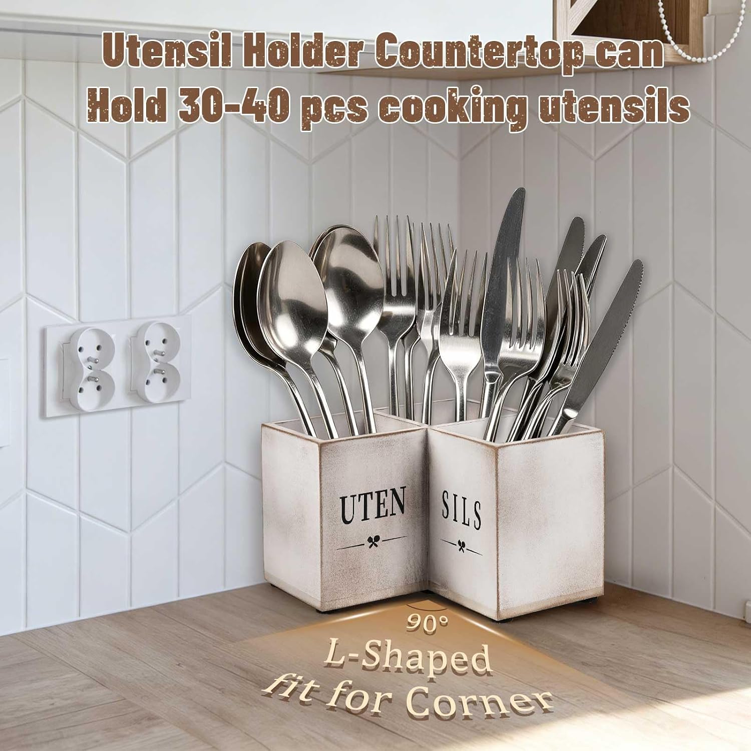 Detalle de Natheeph Kitchen Utensil Holder, 3-Compartment