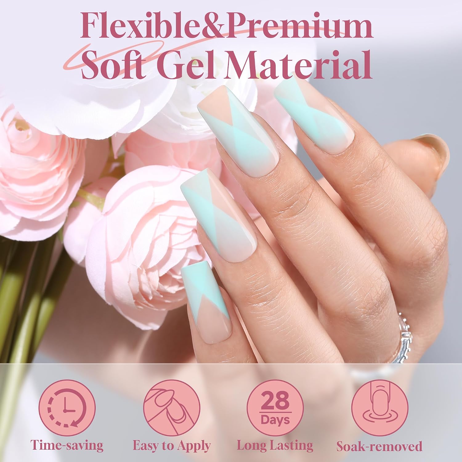 Detalle de UNA GELLA Gel Nail Tips, 504-Piece Set