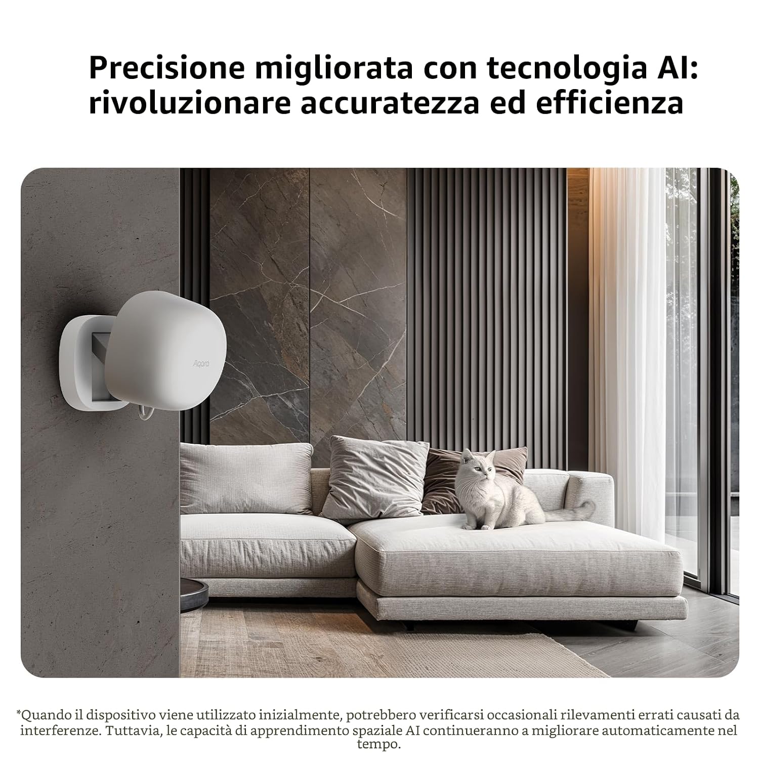 Detalle de Aqara Sensore di Presenza FP1E Zigbee 3.0: rilevamento preciso con AI e workflow Matter-over-bridge