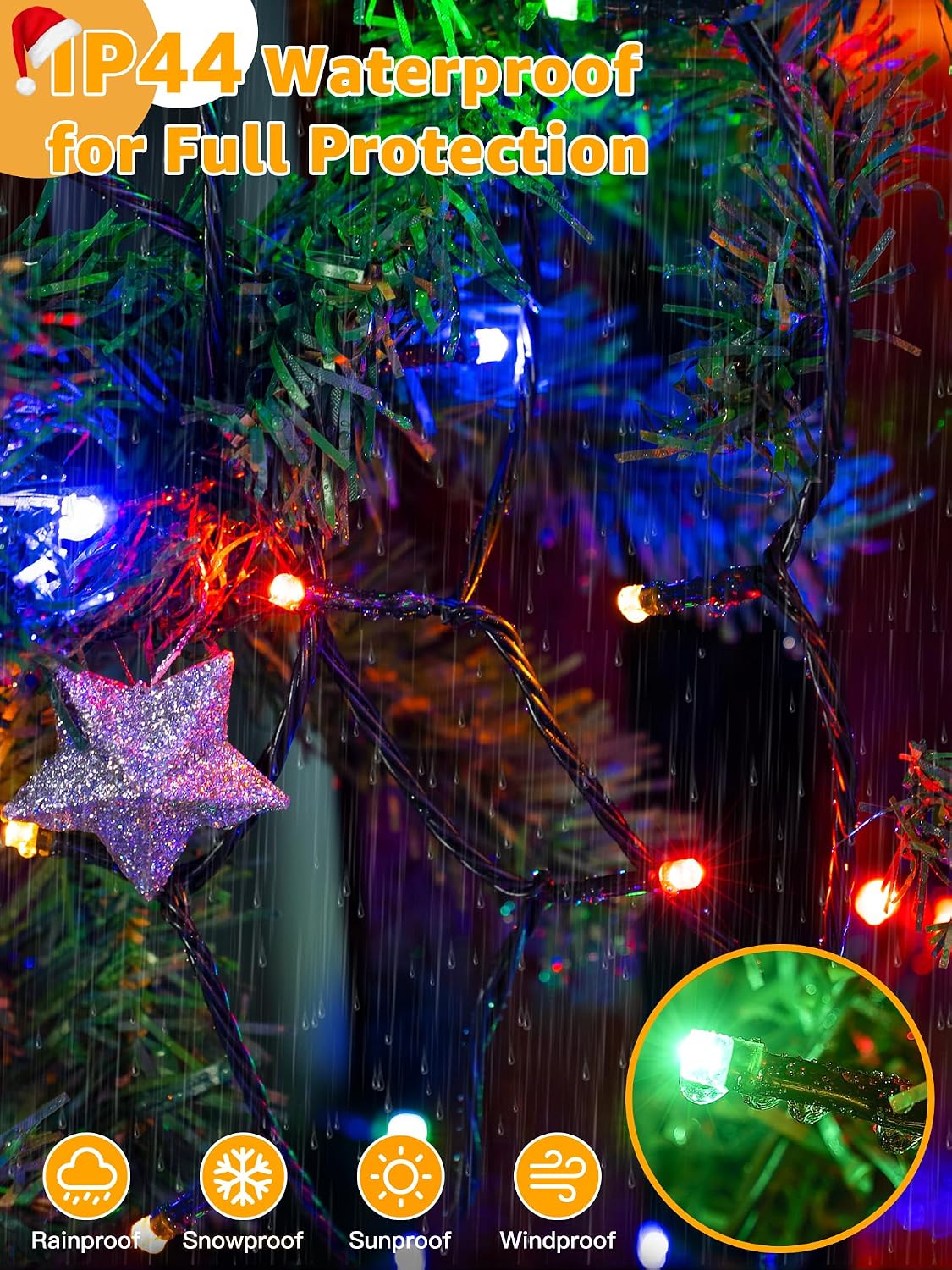 Detalle 1 de BrightChristmas NYA0200J 200 LED Christmas Lights, 66 ft, Multicolour
