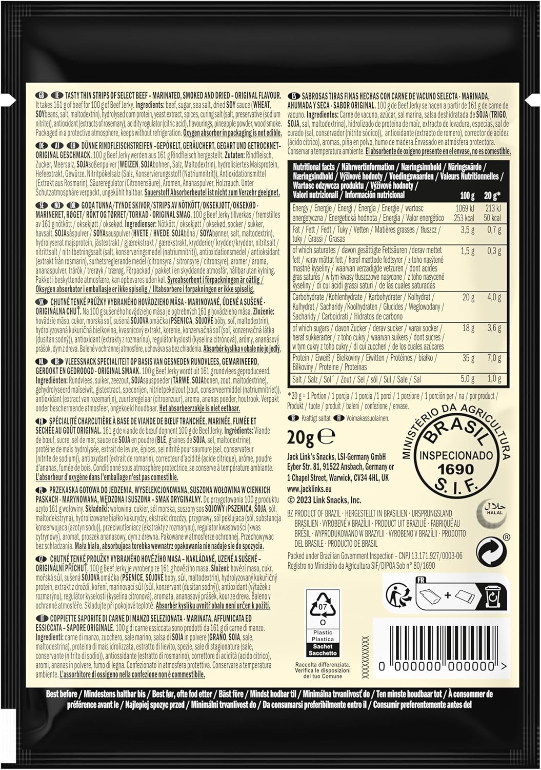 Thumbnail 1 de Jack Links Beef Jerky pack de mélanges (12 x 25 g) – viande de bœuf séchée, riche en protéines