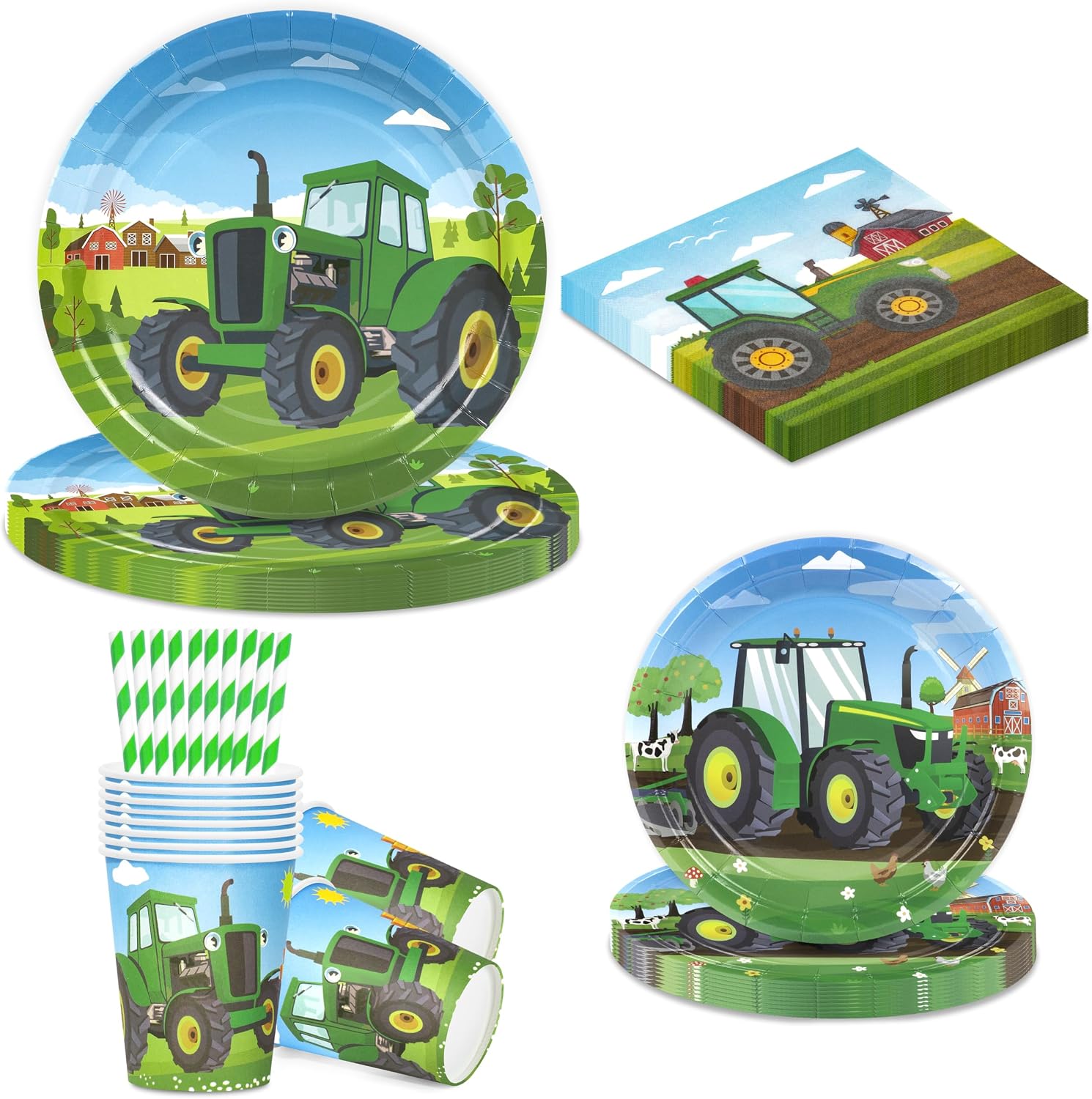 Detalle de BuyCard Traktor Partyzubehör Set – 60 Teile für Geburtstag mit Traktor-Design