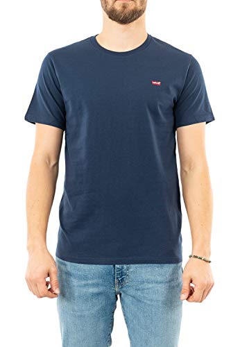 Detalle de Levi's Ss Original Housemark Tee T-Shirt Homme – Cotton, logo brodé, bleu dress XS
