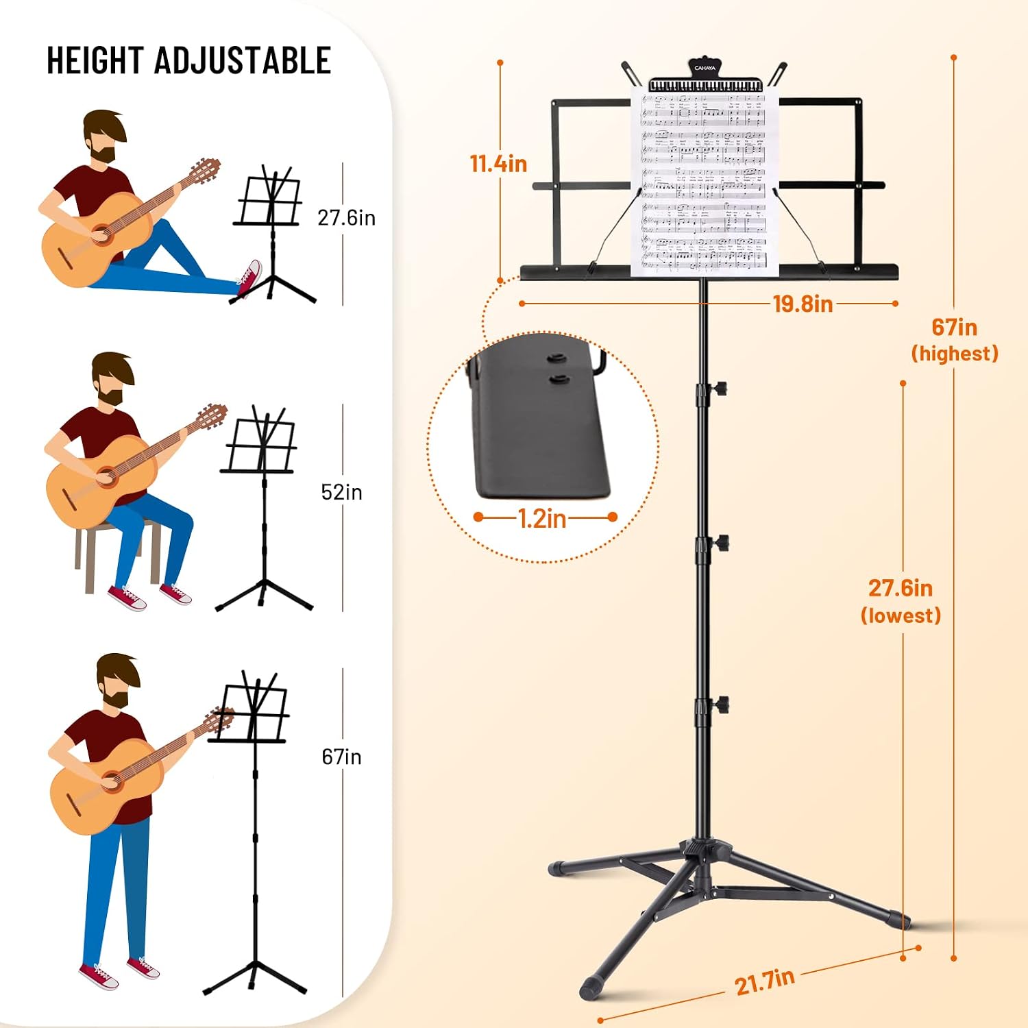 Detalle 2 de CAHAYA 2-in-1 Leggio Spartiti Musicali & Supporto da Tavolo CY0305