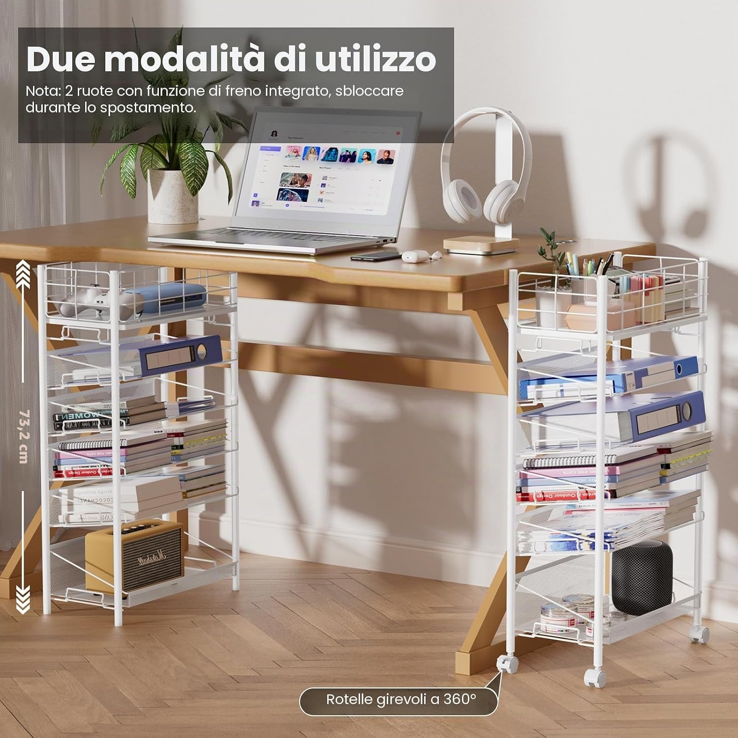 Detalle 2 de Shrivee Carrello Portadocumenti 6 Ripiani Bianco