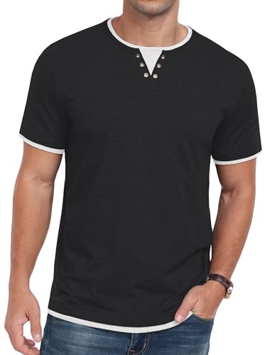 Detalle 2 de Hisir Camiseta de Verano para Hombre con Bloques de Color, manga corta y cuello redondo