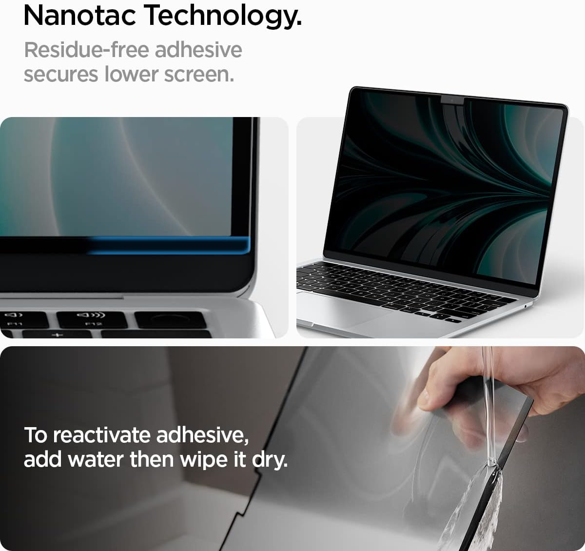 Detalle de Spigen SafeView magnetischer Blickschutzfilter für MacBook Air 13 Zoll (M5 2026 / M4 2025 / M3 2024 / M2 2022)