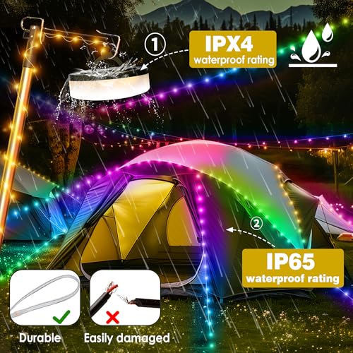 Detalle de GCCATE 10M Camping String Lights Retractable Fairy Lights, Coloured