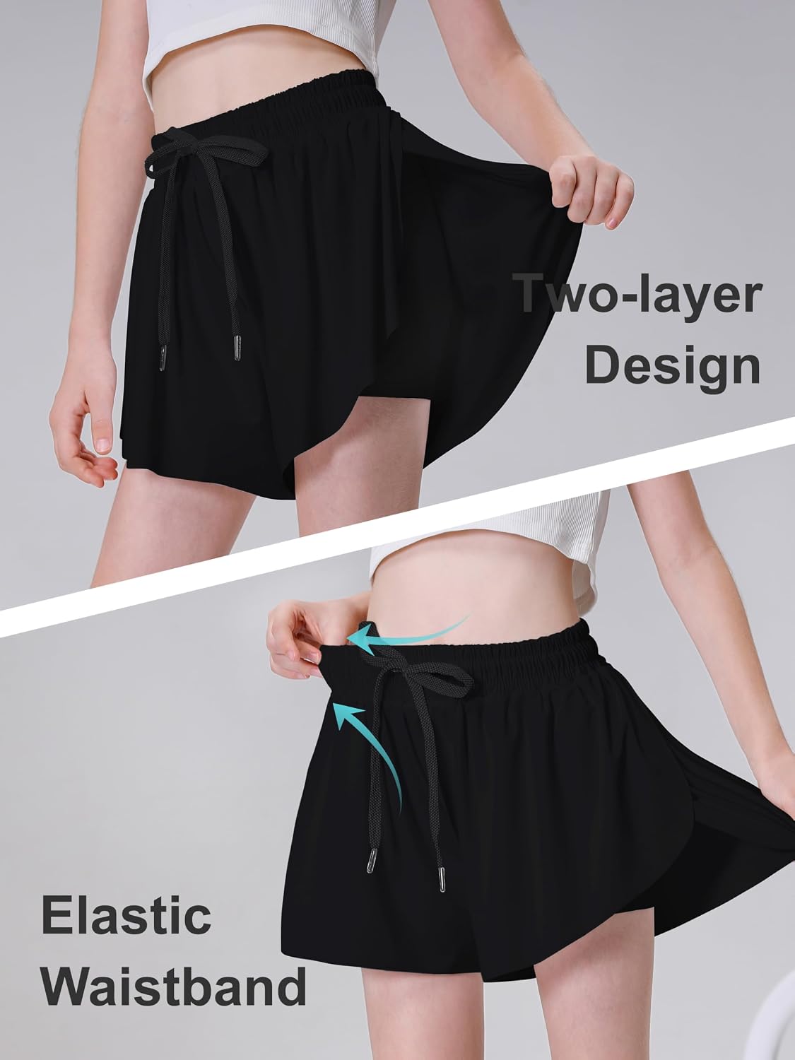 Detalle de DIPUG Girls' 2-in-1 Athletic Shorts