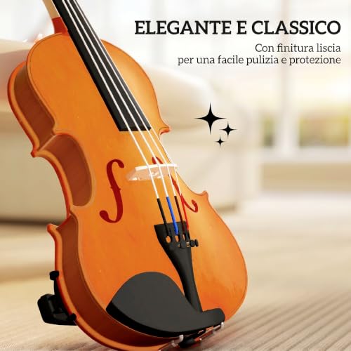 Detalle de HOMCOM Violino 4/4 in Legno per Principianti e Adulti con Custodia – Kit completo
