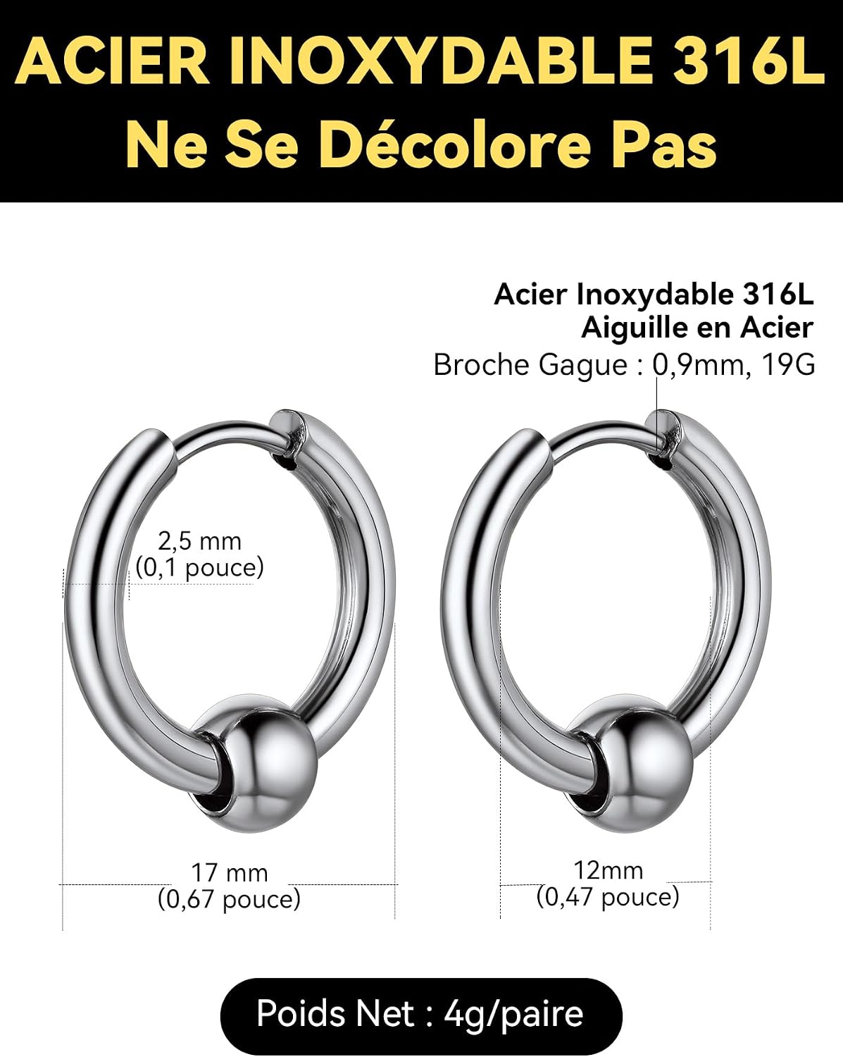 Detalle 1 de ChainsHouse Petit Créole 12 mm boucles d'oreilles