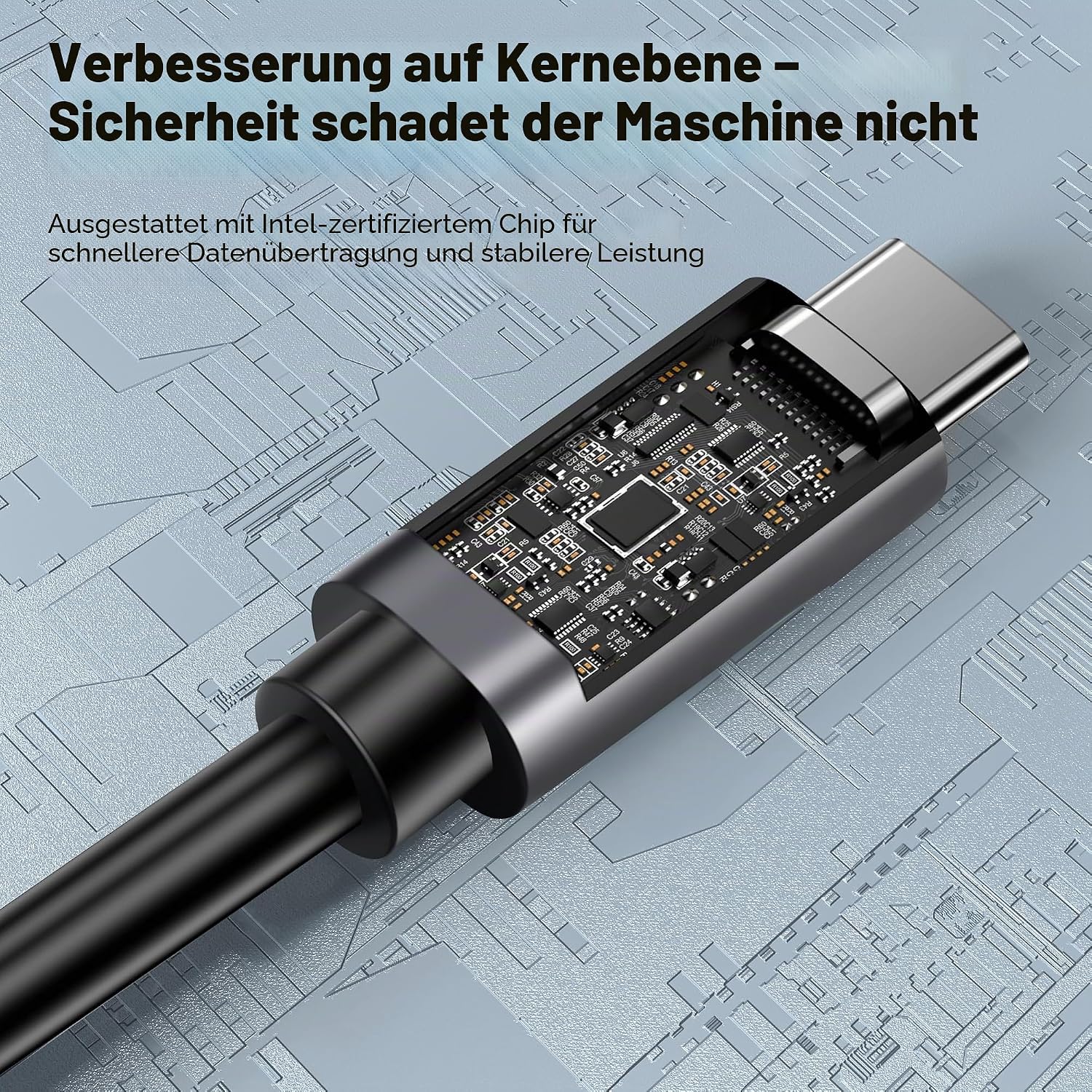 Detalle 1 de ConnBull Thunderbolt 5 Kabel, 0,5 m – 240 W, 80 Gbps, USB-C zu USB-C