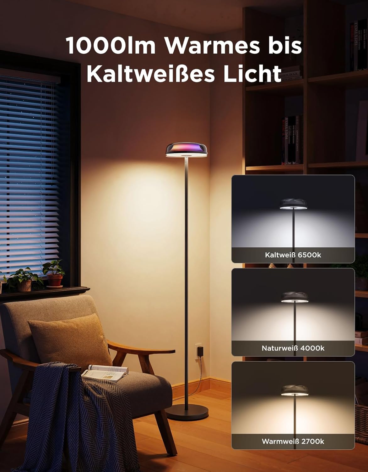Thumbnail 6 de Govee Stehlampe Wohnzimmer Deckenfluter Wellenbeleuchtung RGBICWW mit 3-Zonen, Matter & Alexa