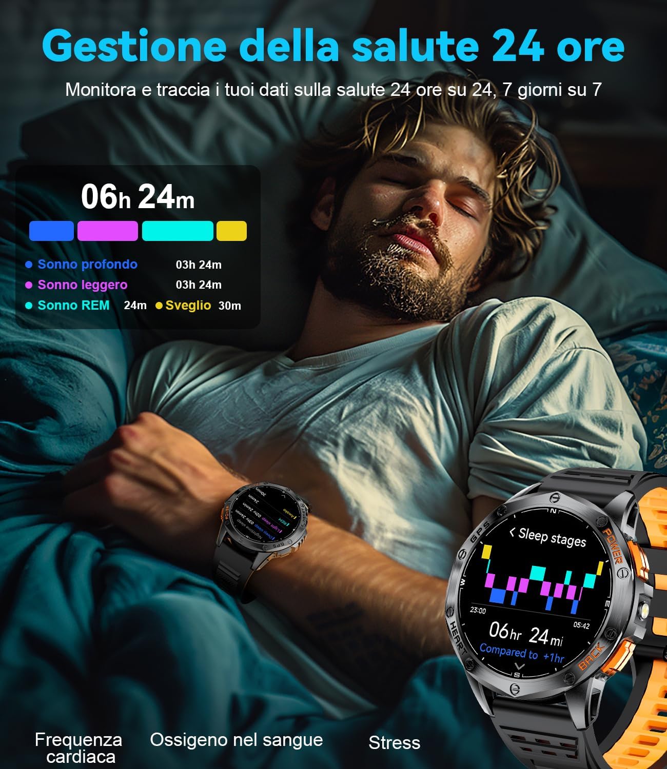 Detalle de LIGE Smartwatch Uomo DM1-H: GPS, Bussola, Altimetro e Chiamate Bluetooth per Avventure e Fitness