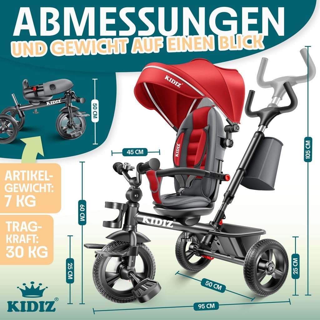 Thumbnail 6 de KIDIZ Dreirad 6in1 Kinderdreirad ab 9 Monaten