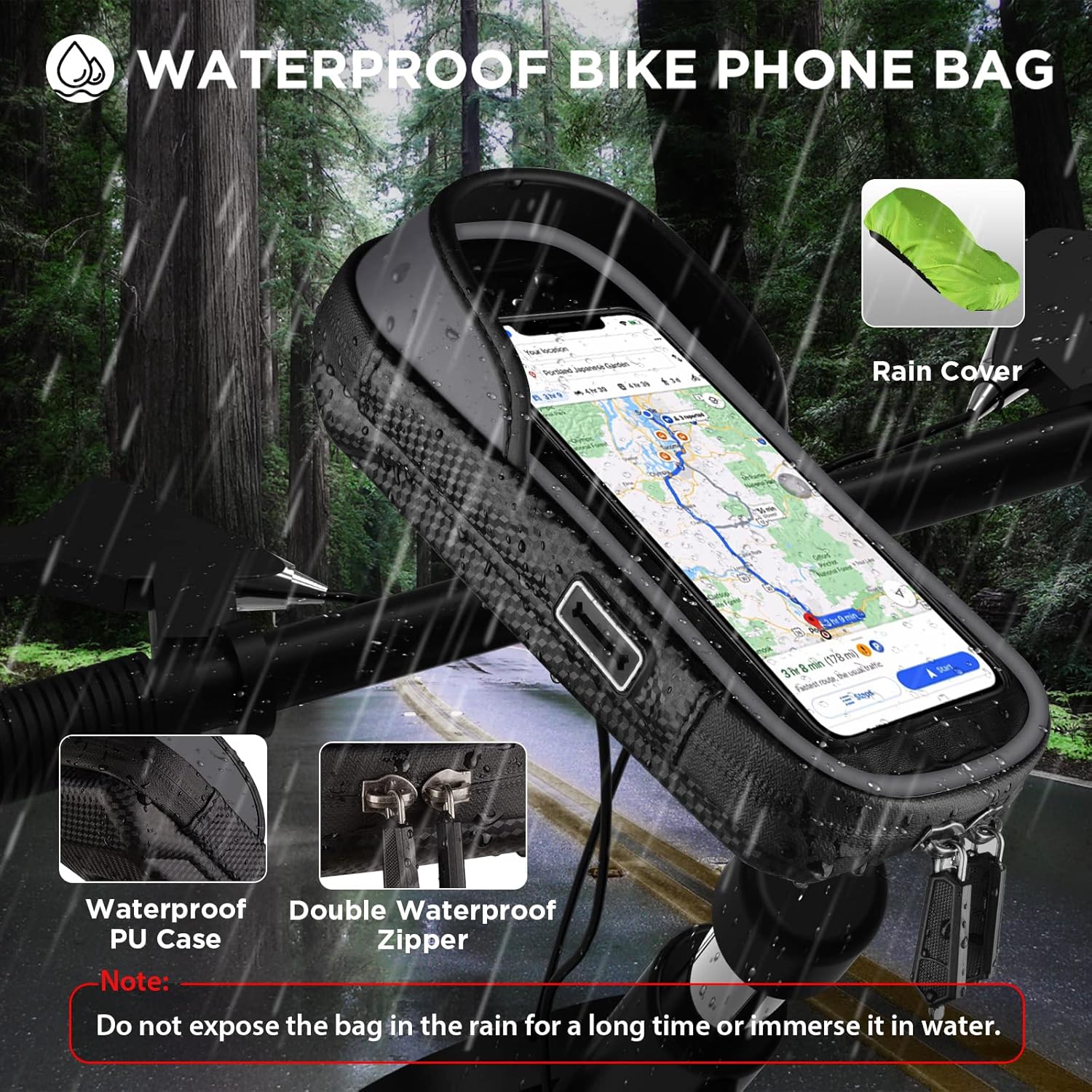 Thumbnail 2 de Vitalismo Bike Phone Holder Waterproof 360° Rotation Handlebar Bag (Hard Shell, Touchscreen, up to 7 inches) – Grey
