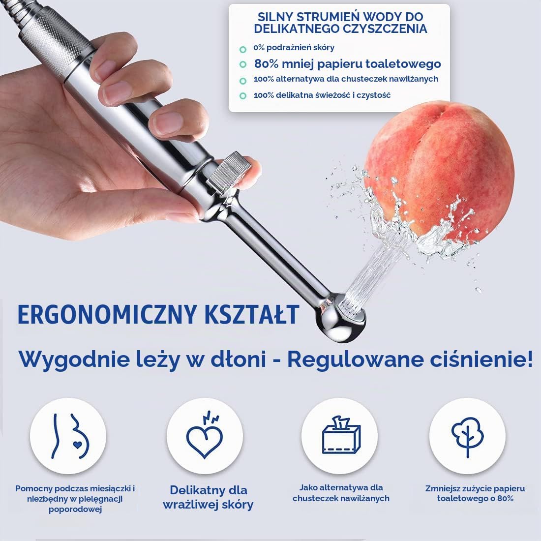 Detalle de SonTiy ręczny opryskiwacz bidetowy z mosiądzu, chromowany, wąż 150 cm