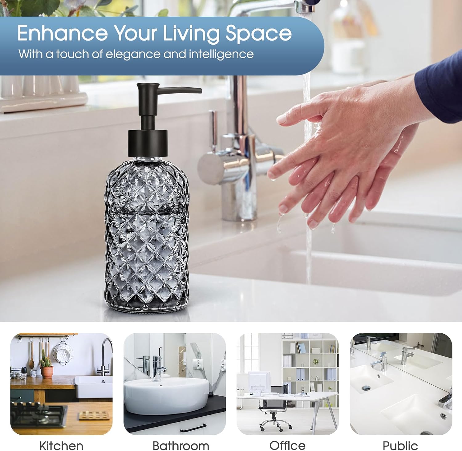 Detalle 2 de Glass Soap Dispenser Set, 13 oz