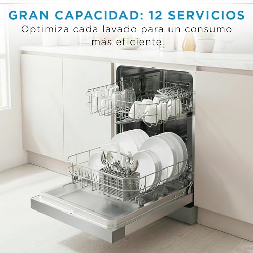 Detalle de Midea Lavavajillas 60 cm+++ Inox para 12 servicios — Lavavajillas independiente, 49 dB, 4 programas y media carga