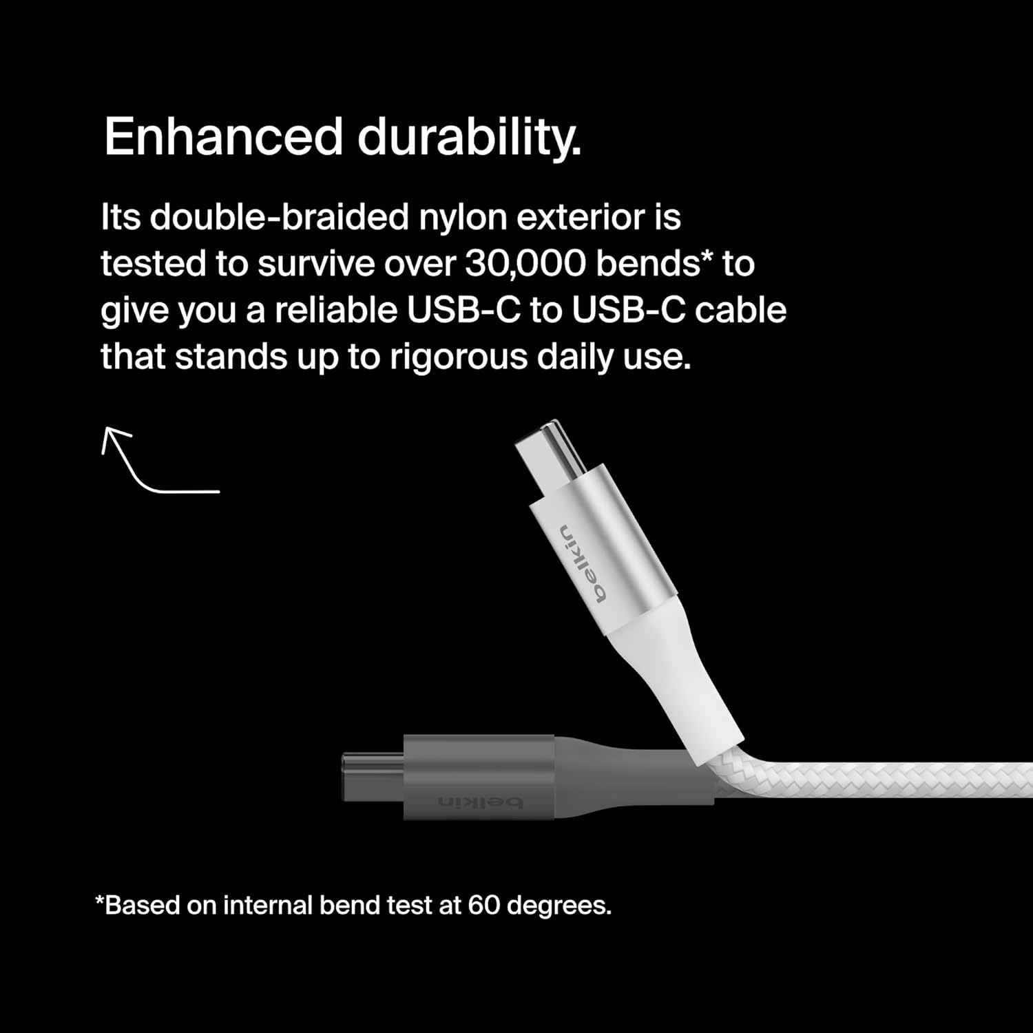 Thumbnail 1 de Belkin USB-C to USB-C Cable, 3.3ft (1m), 240W, Fast Charging – White