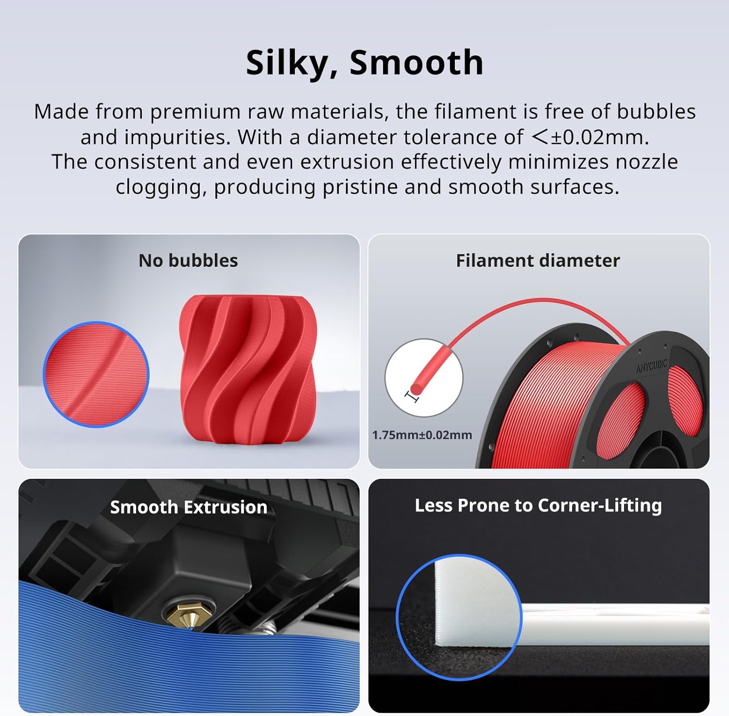Thumbnail 3 de ANYCUBIC PLA+ 1.75mm Filament, High Toughness – Bright Red, 1kg Reusable Spool
