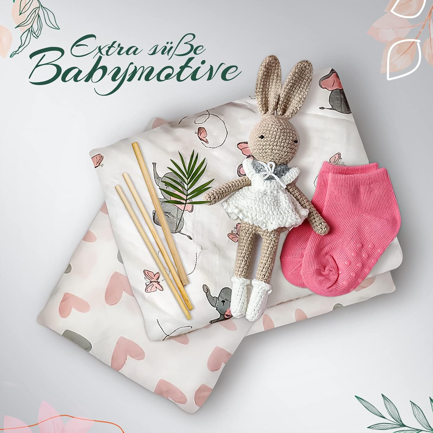 Thumbnail 1 de Tabalino Kuschelweiche Bambus Mullwindeln Spucktücher, 4x 80x80 cm + 1 Schmusetuch – Molton/Marke Tabalino