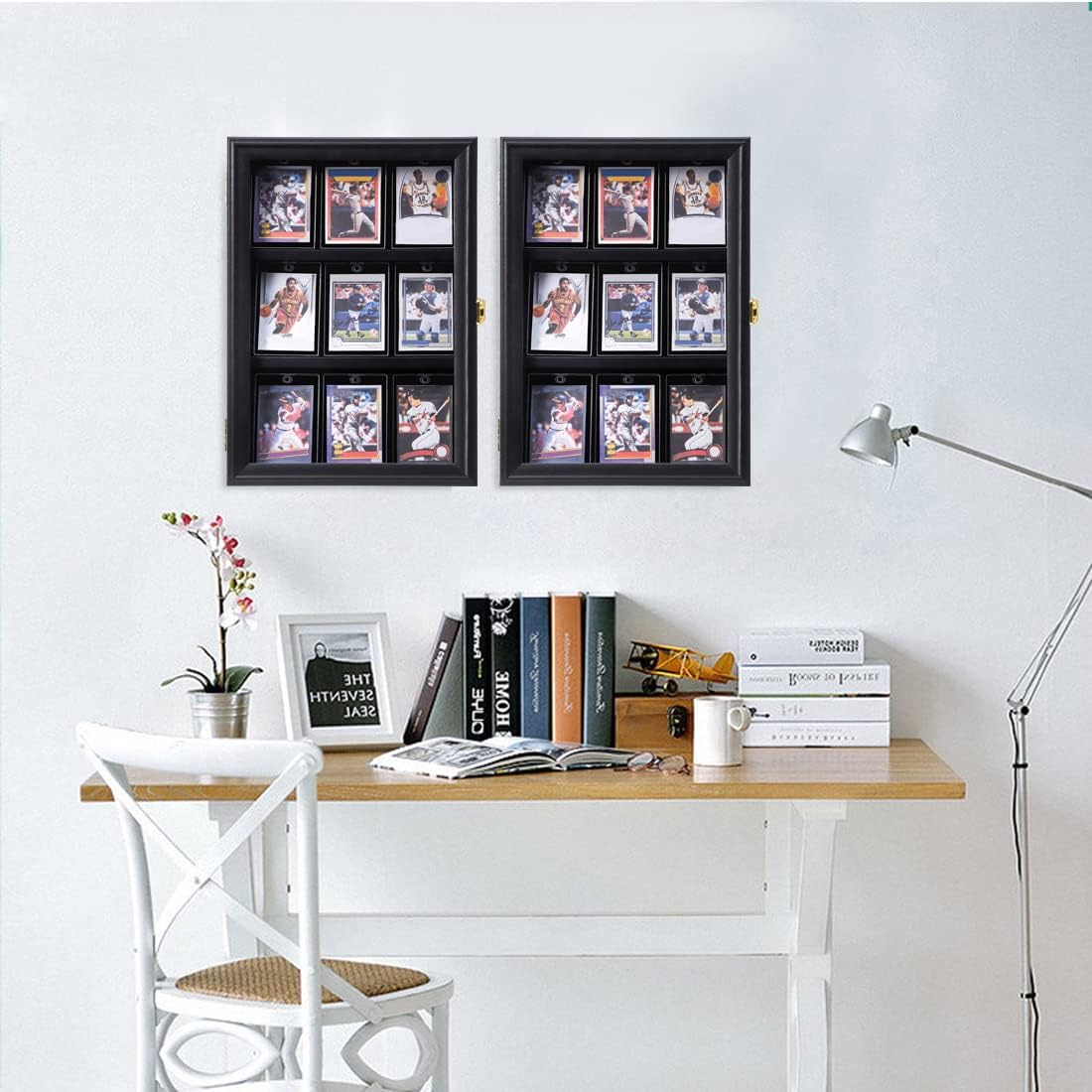 Detalle de VERANI 001 Baseball Card Display Case, Lockable Wall Cabinet with UV-Resistant Acrylic