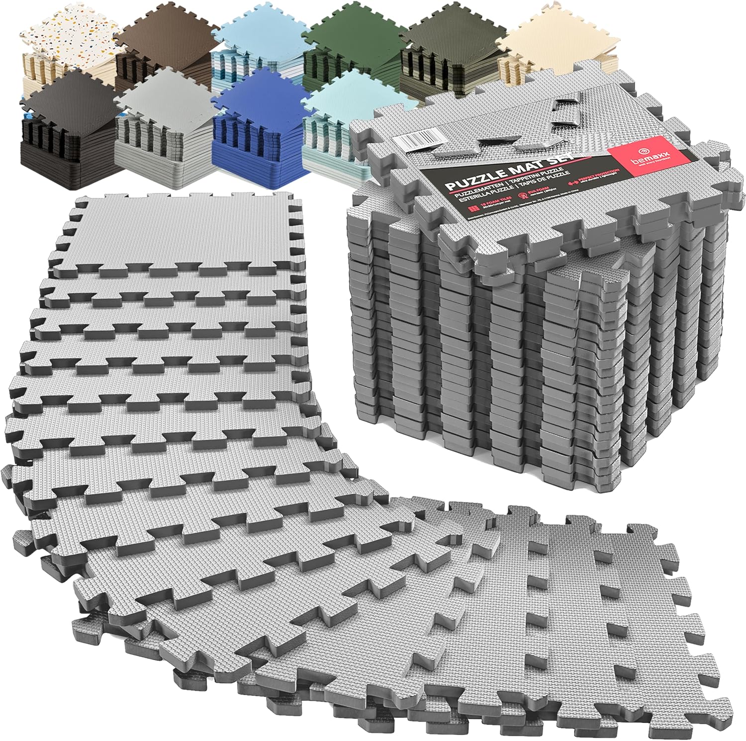 Tappeto Palestra Puzzle EVA 18 Pezzi: Pavimento Protettivo modulare per Home Gym