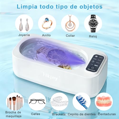 Detalle 2 de ylkjny Limpiador ultrasónico de 350 ml, 55 kHz, 4 modos y acero inoxidable 304